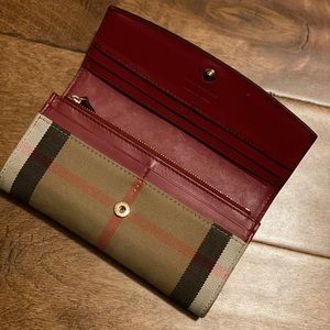Burberry Ladies Continental Red & Plaid Wallet